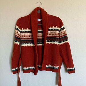 Vintage Double Play by Coral Sweater Cardigan with Tie Closure